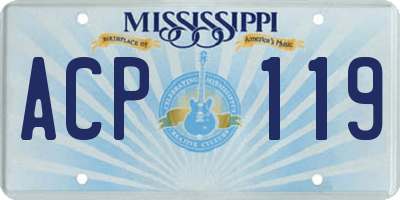 MS license plate ACP119