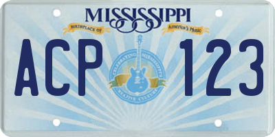 MS license plate ACP123