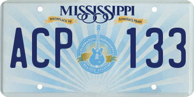MS license plate ACP133