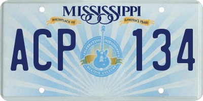 MS license plate ACP134