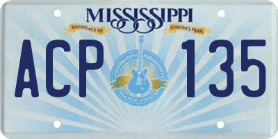 MS license plate ACP135