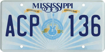MS license plate ACP136