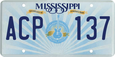 MS license plate ACP137
