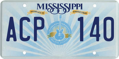 MS license plate ACP140