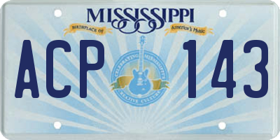 MS license plate ACP143