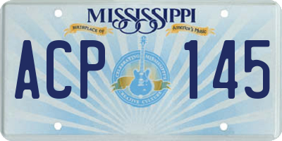 MS license plate ACP145