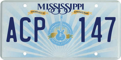 MS license plate ACP147