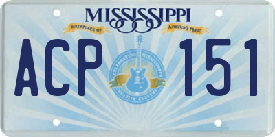 MS license plate ACP151