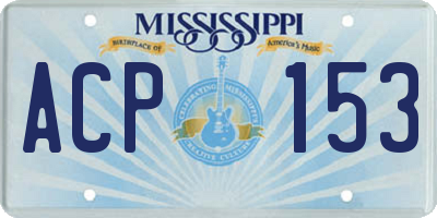MS license plate ACP153
