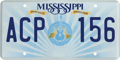 MS license plate ACP156