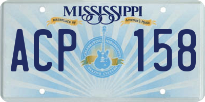 MS license plate ACP158