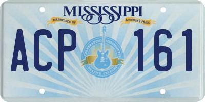 MS license plate ACP161