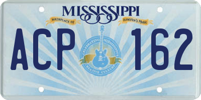MS license plate ACP162