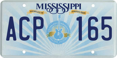 MS license plate ACP165
