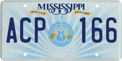 MS license plate ACP166