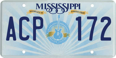 MS license plate ACP172