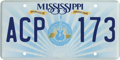 MS license plate ACP173