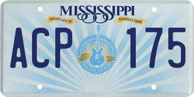 MS license plate ACP175