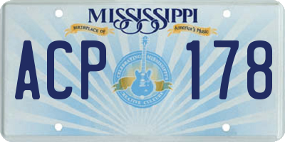 MS license plate ACP178
