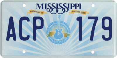 MS license plate ACP179