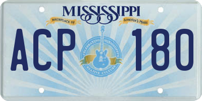 MS license plate ACP180