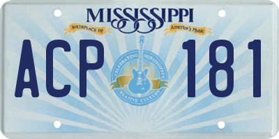 MS license plate ACP181