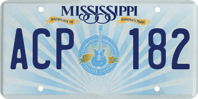 MS license plate ACP182