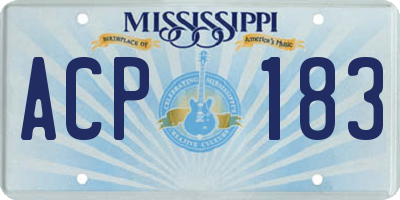 MS license plate ACP183