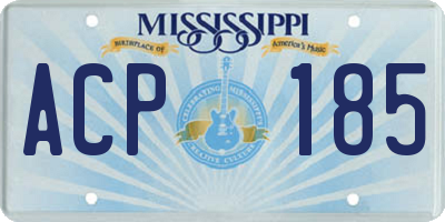 MS license plate ACP185