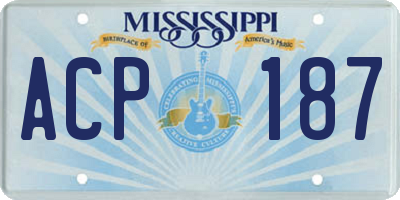 MS license plate ACP187