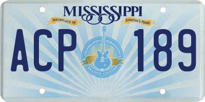 MS license plate ACP189
