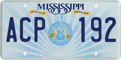 MS license plate ACP192