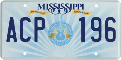 MS license plate ACP196