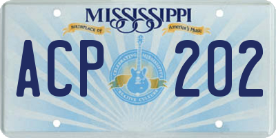 MS license plate ACP202