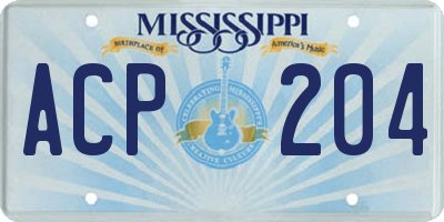 MS license plate ACP204
