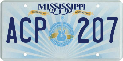MS license plate ACP207
