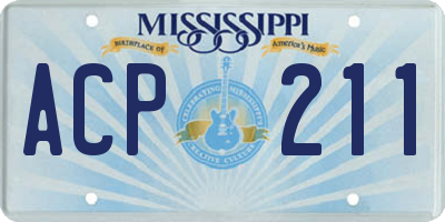 MS license plate ACP211