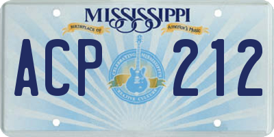 MS license plate ACP212