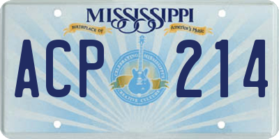 MS license plate ACP214