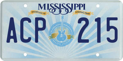 MS license plate ACP215