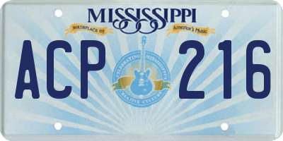 MS license plate ACP216