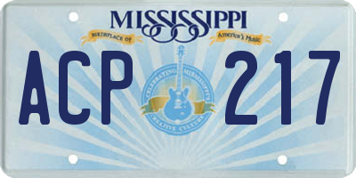 MS license plate ACP217