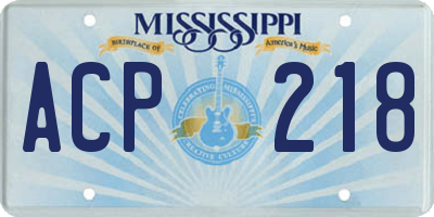MS license plate ACP218