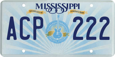 MS license plate ACP222