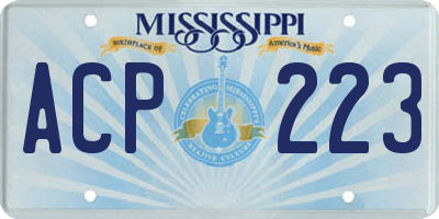 MS license plate ACP223