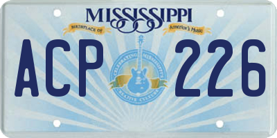 MS license plate ACP226