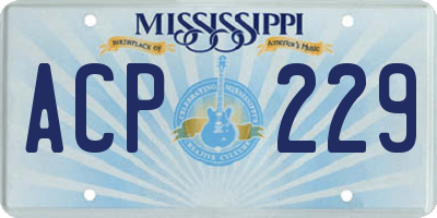 MS license plate ACP229