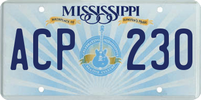 MS license plate ACP230