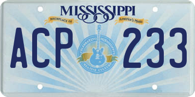 MS license plate ACP233
