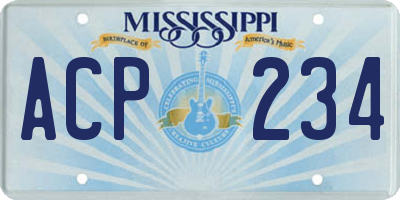 MS license plate ACP234